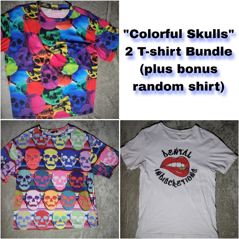 SHEIN Multicolor Skull Print Tees